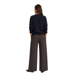 Yerse - 45513-255 - Jersey azul de lana y cashmere de cuello redondo con detalles en contraste - Mujer
