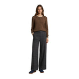 Yerse - 45514-209 - Cárdigan marrón de lana y cashmere con detalles en contraste - Mujer