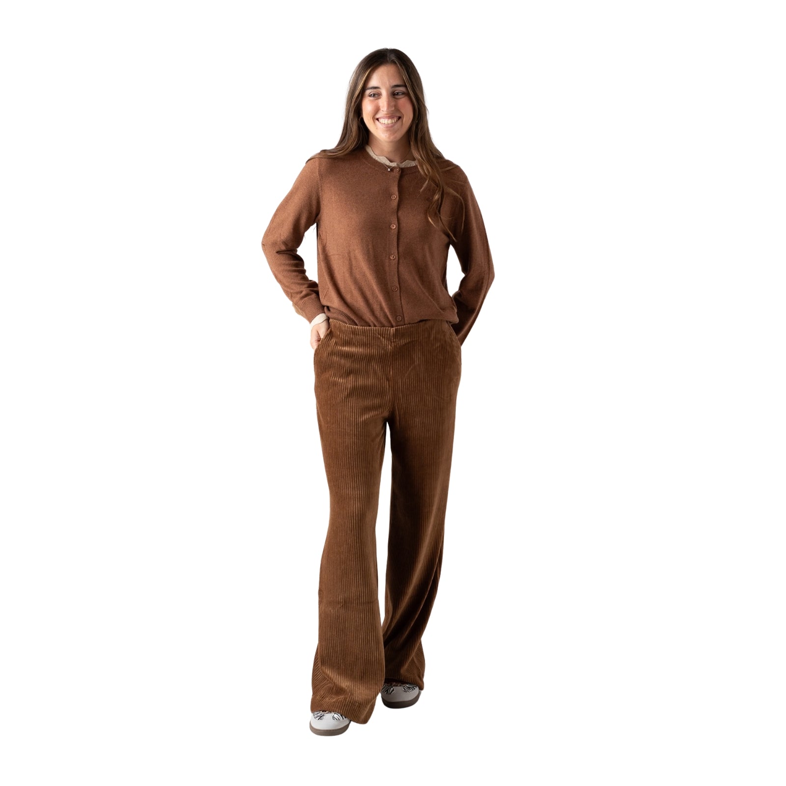 Cárdigan marrón lana y cashmere mujer Yerse | Konestilochic