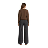 Yerse - 45514-209 - Cárdigan marrón de lana y cashmere con detalles en contraste - Mujer