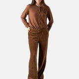 Yerse - 45514-209 - Cárdigan marrón de lana y cashmere con detalles en contraste - Mujer