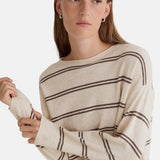 Yerse - 45515-202 - Jersey de punto fino de lana y cashmere con estampado de rayas - Mujer