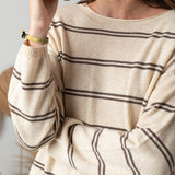 Yerse - 45515-202 - Jersey de punto fino de lana y cashmere con estampado de rayas - Mujer