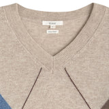 Yerse - 45530-302 - Jersey crudo de lana y cashmere con estampado de rombos y escote de pico - Mujer
