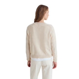 Yerse - 45531-2 - Jersey color crudo de lana con flores bordadas al tono y acabados acanalados - Mujer