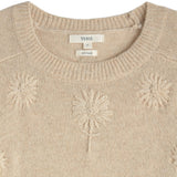 Yerse - 45531-2 - Jersey color crudo de lana con flores bordadas al tono y acabados acanalados - Mujer