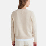 Yerse - 45531-2 - Jersey color crudo de lana con flores bordadas al tono y acabados acanalados - Mujer