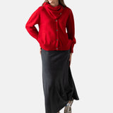 Yerse - 45534-80 - Cárdigan rojo de lana con lazada - Mujer