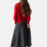 Yerse - 45534-80 - Cárdigan rojo de lana con lazada - Mujer