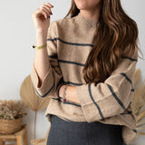 Yerse - 45540-209 - Jersey de lana con estampado de rayas y manga francesa - Mujer