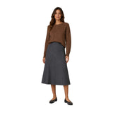 Yerse - 45581-33 - Falda midi gris de lana con costuras verticales - Mujer