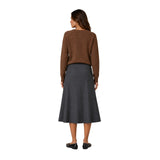 Yerse - 45581-33 - Falda midi gris de lana con costuras verticales - Mujer