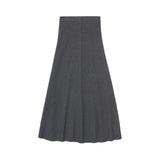 Yerse - 45581-33 - Falda midi gris de lana con costuras verticales - Mujer