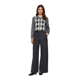 Yerse - 45589-333 - Jersey gris de rombos 100% lana merina con cuello polo - Mujer