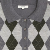 Yerse - 45589-333 - Jersey gris de rombos 100% lana merina con cuello polo - Mujer
