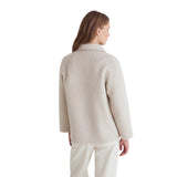 Yerse - 45608-2 - Abrigo corto color crudo de lana y alpaca con cuello chimenea - Mujer