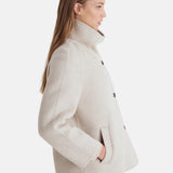 Yerse - 45608-2 - Abrigo corto color crudo de lana y alpaca con cuello chimenea - Mujer