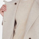 Yerse - 45608-2 - Abrigo corto color crudo de lana y alpaca con cuello chimenea - Mujer