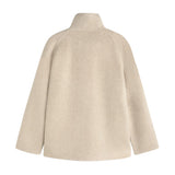 Yerse - 45608-2 - Abrigo corto color crudo de lana y alpaca con cuello chimenea - Mujer