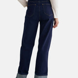 Yerse - 45851-56 - Pantalones vaqueros wide leg azul índigo de algodón orgánico con bajo vuelto - Mujer
