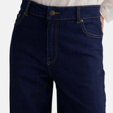 Yerse - 45851-56 - Pantalones vaqueros wide leg azul índigo de algodón orgánico con bajo vuelto - Mujer
