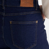 Yerse - 45851-56 - Pantalones vaqueros wide leg azul índigo de algodón orgánico con bajo vuelto - Mujer