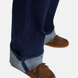 Yerse - 45851-56 - Pantalones vaqueros wide leg azul índigo de algodón orgánico con bajo vuelto - Mujer