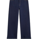 Yerse - 45851-56 - Pantalones vaqueros wide leg azul índigo de algodón orgánico con bajo vuelto - Mujer