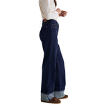 Yerse - 45851-56 - Pantalones vaqueros wide leg azul índigo de algodón orgánico con bajo vuelto - Mujer