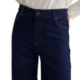 Yerse - 45851-56 - Pantalones vaqueros wide leg azul índigo de algodón orgánico con bajo vuelto - Mujer