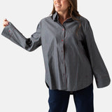 Yerse - 45878-226 - Camisa verde 100% algodón con estampado de rayas verticales - Mujer
