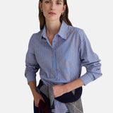 Yerse - 45879-251 - Camisa de popelín de algodón orgánico con estampado de rayas - Mujer