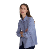 Yerse - 45879-251 - Camisa de popelín de algodón orgánico con estampado de rayas - Mujer