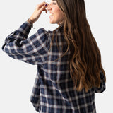 Yerse - 45880-455 - Blusa de manga larga 100% algodón con estampado de cuadros - Mujer