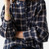 Yerse - 45880-455 - Blusa de manga larga 100% algodón con estampado de cuadros - Mujer