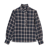 Yerse - 45880-455 - Blusa de manga larga 100% algodón con estampado de cuadros - Mujer