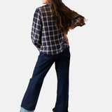 Yerse - 45880-455 - Blusa de manga larga 100% algodón con estampado de cuadros - Mujer