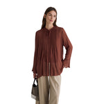 Blusa marrón plisada de Georgette Yerse | Konestilochic