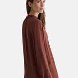 Yerse - 45888-13 - Blusa marrón plisada de tejido Georgette 100% viscosa - Mujer