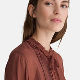 Yerse - 45888-13 - Blusa marrón plisada de tejido Georgette 100% viscosa - Mujer