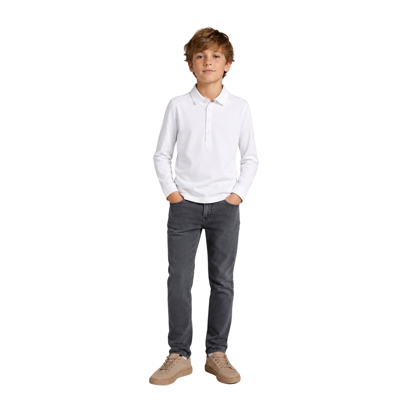 Pantalón gris algodón slim fit Scalpers niño | Konestilochic