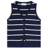 Compañía Fantástica - 61C10408 – Chaleco 100% viscosa con estampado de rayas azul marino y blanco - Mujer