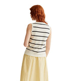 Compañía Fantástica - 61C10409 – Chaleco 100% viscosa con estampado de rayas blanco y negro - Mujer