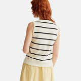 Compañía Fantástica - 61C10409 – Chaleco 100% viscosa con estampado de rayas blanco y negro - Mujer