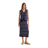 Compañía Fantástica - 61C10410 – Falda midi 100% viscosa azul con rayas blancas - Mujer