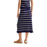 Compañía Fantástica - 61C10410 – Falda midi 100% viscosa azul con rayas blancas - Mujer