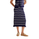 Compañía Fantástica - 61C10410 – Falda midi 100% viscosa azul con rayas blancas - Mujer