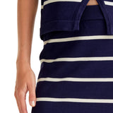 Compañía Fantástica - 61C10410 – Falda midi 100% viscosa azul con rayas blancas - Mujer