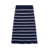 Compañía Fantástica - 61C10410 – Falda midi 100% viscosa azul con rayas blancas - Mujer