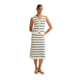 Compañía Fantástica - 61C10411 – Falda midi 100% viscosa blanca con rayas negras - Mujer